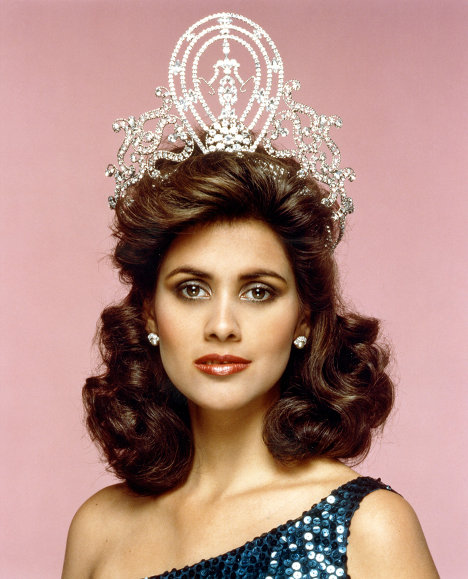 The second Miss Universe from Puerto Rico Deborah Carthy-Deu gains the crown in 1985 in Miami Beach.