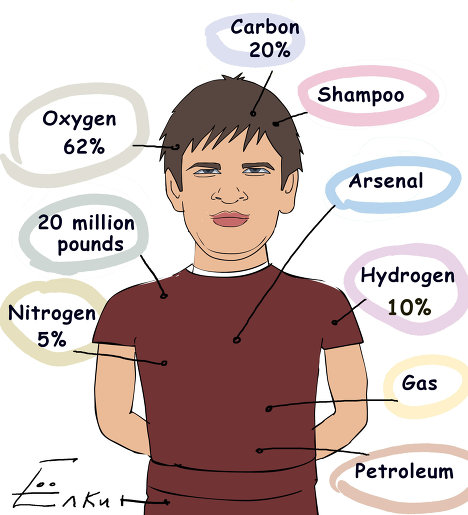 The captain of the Russian national team and Arsenal midfielder, Andrei Arshavin, has appeared on the pages of a pupils chemistry textbook by accident, the Komsomolskaya Pravda tabloid newspaper has reported.